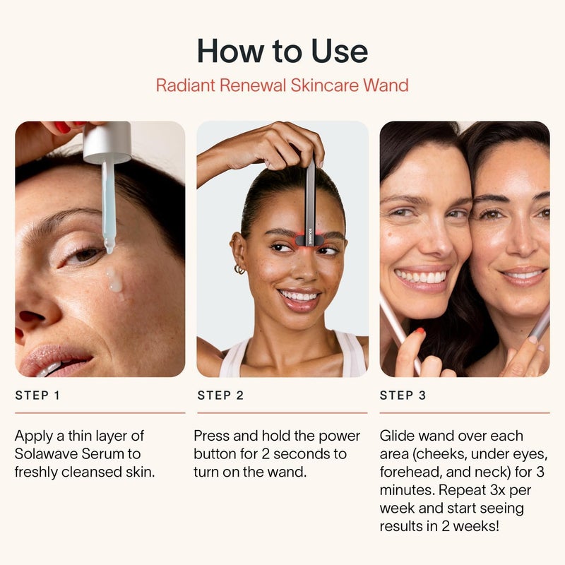 Solawave 4-in-1 Red Light Therapy Wand for Face & Neck | Beauty Device with Galvanic Current, Massager & Warmth | Anti-Aging, Wrinkle Reduction, Skin Tightening, Depuffing & Rejuvenation (Ombre) - Image 5